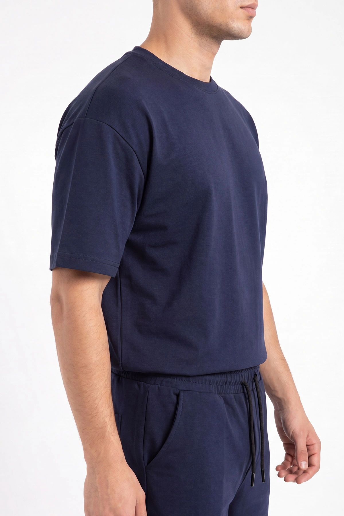 Lacivert Oysho Kumaş Oversize Erkek Şortlu Takım 467616