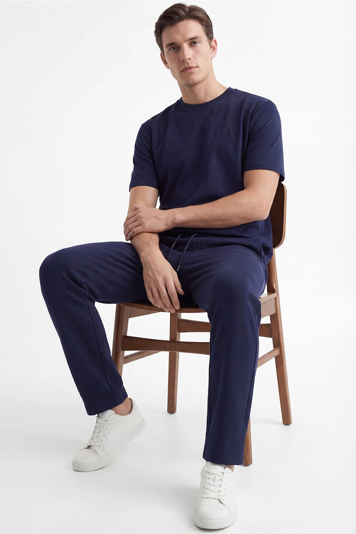Lacivert Oysho Kumaş Oversize Erkek İkili Takım 443310