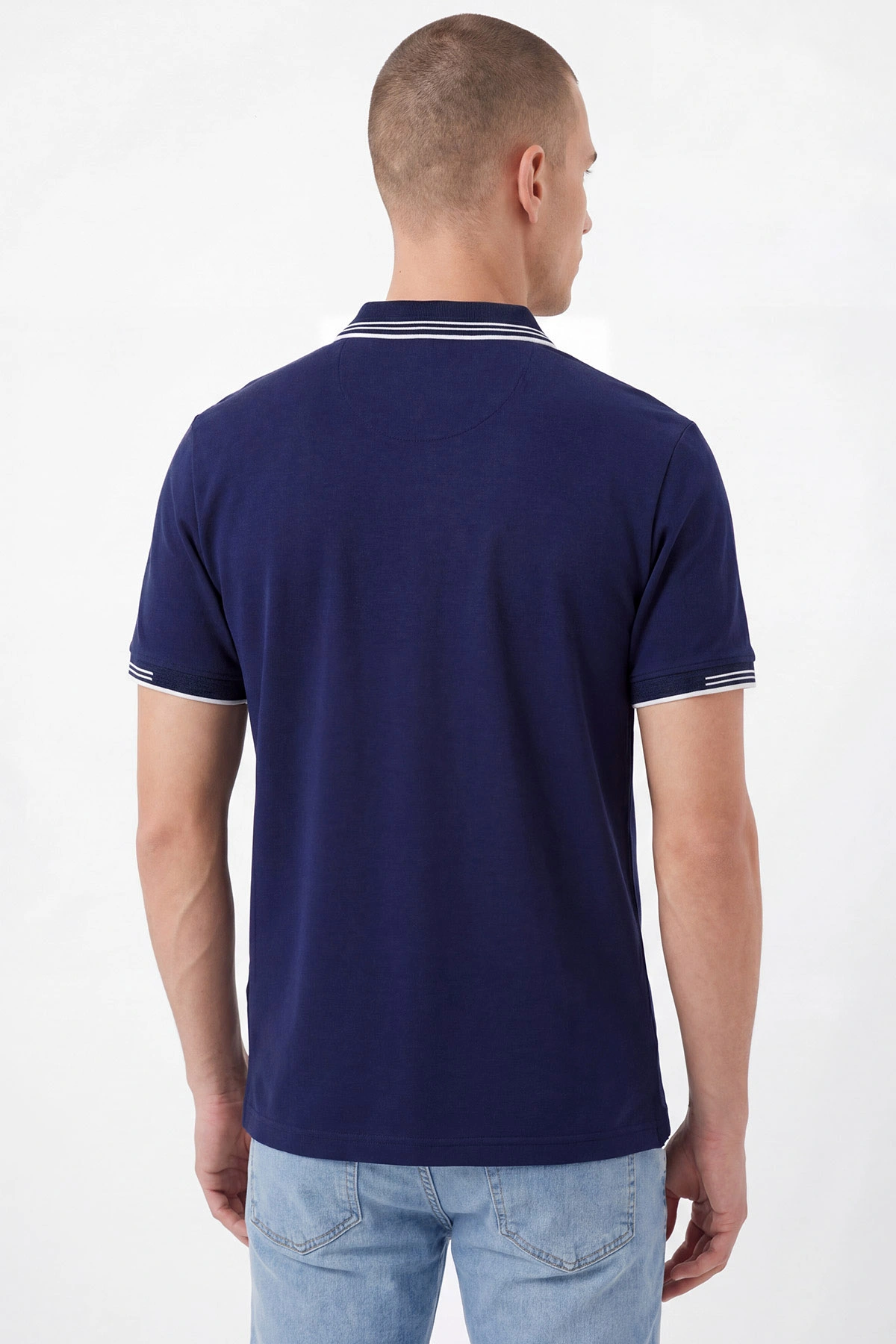 Lacivert Oysho Kumaş Polo Yaka Erkek Tişört 462538
