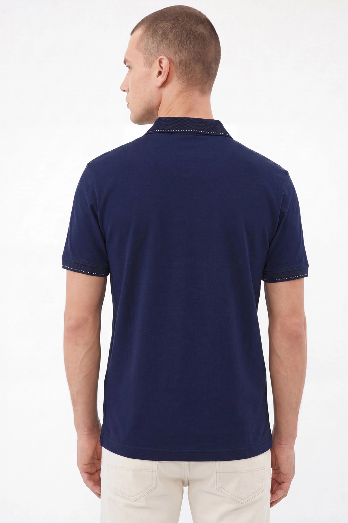 Lacivert Oysho Kumaş Polo Yaka Erkek Tişört 467582