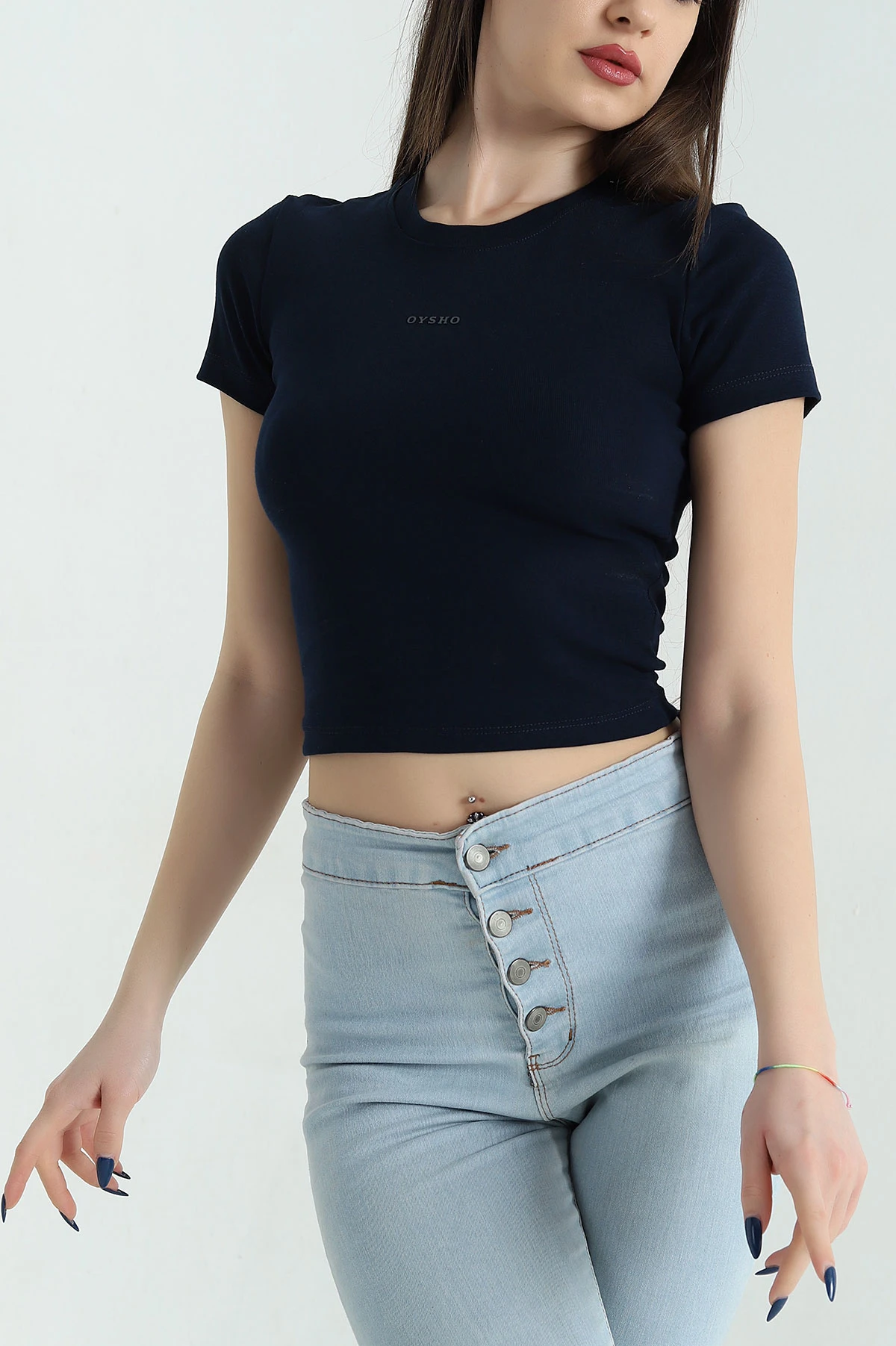 Lacivert Oysho Süprem Kadın Crop 347582