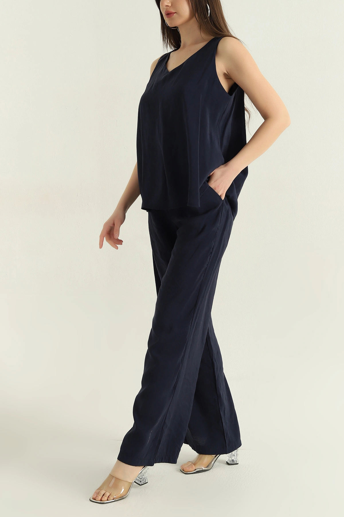 Lacivert Pantolon Bluz Modal Kadın İkili Takım 362254