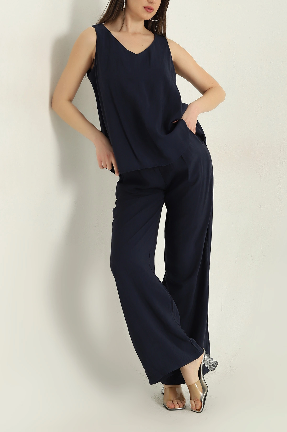 Lacivert Pantolon Bluz Modal Kadın İkili Takım 362254