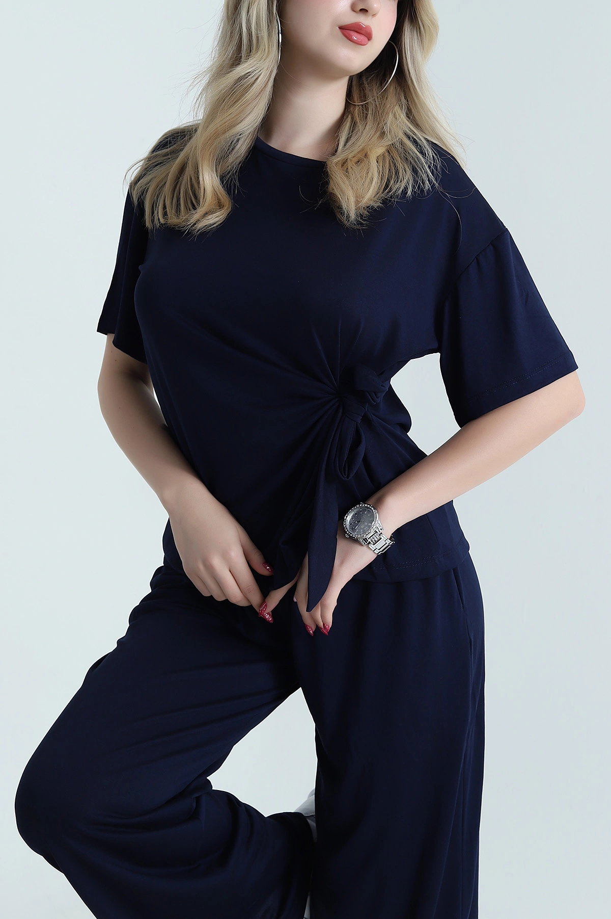 Lacivert Pantolon Bluz Modal Kadın İkili Takım 475663