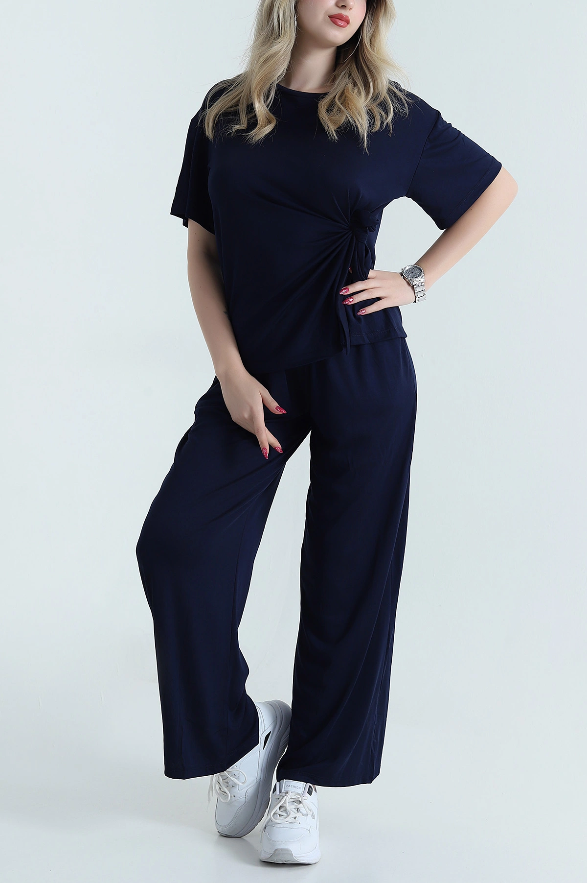 Lacivert Pantolon Bluz Modal Kadın İkili Takım 475663