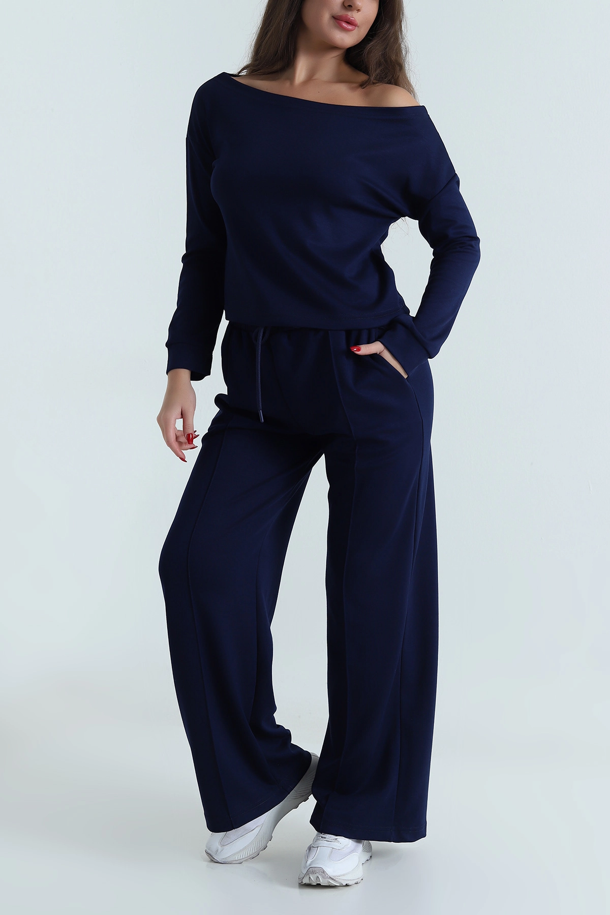 Lacivert Pantolon Bluz Modal Kadın İkili Takım 491816