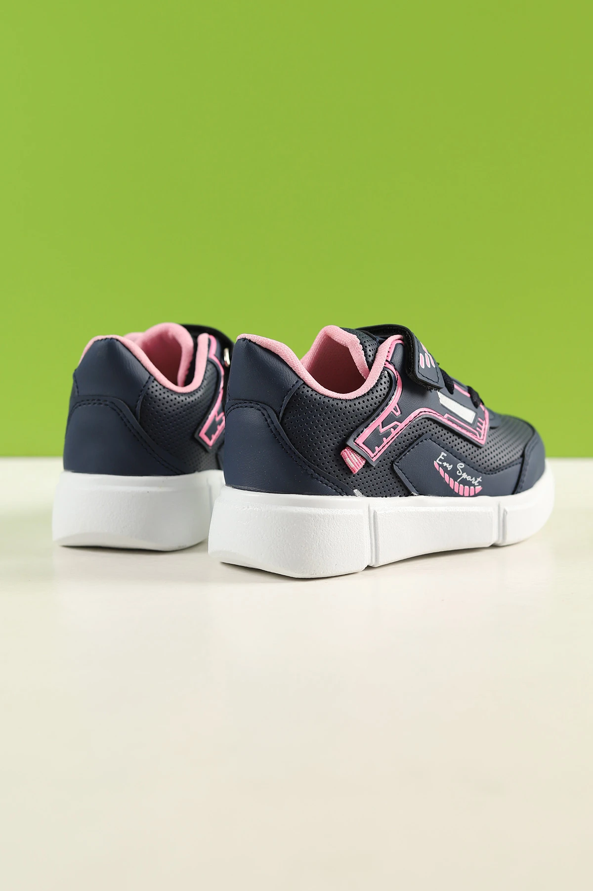 Lacivert Pembe (31-35 Filet) Kalın Taban Cırtlı Kız Çocuk Spor Ayakkabı 228004