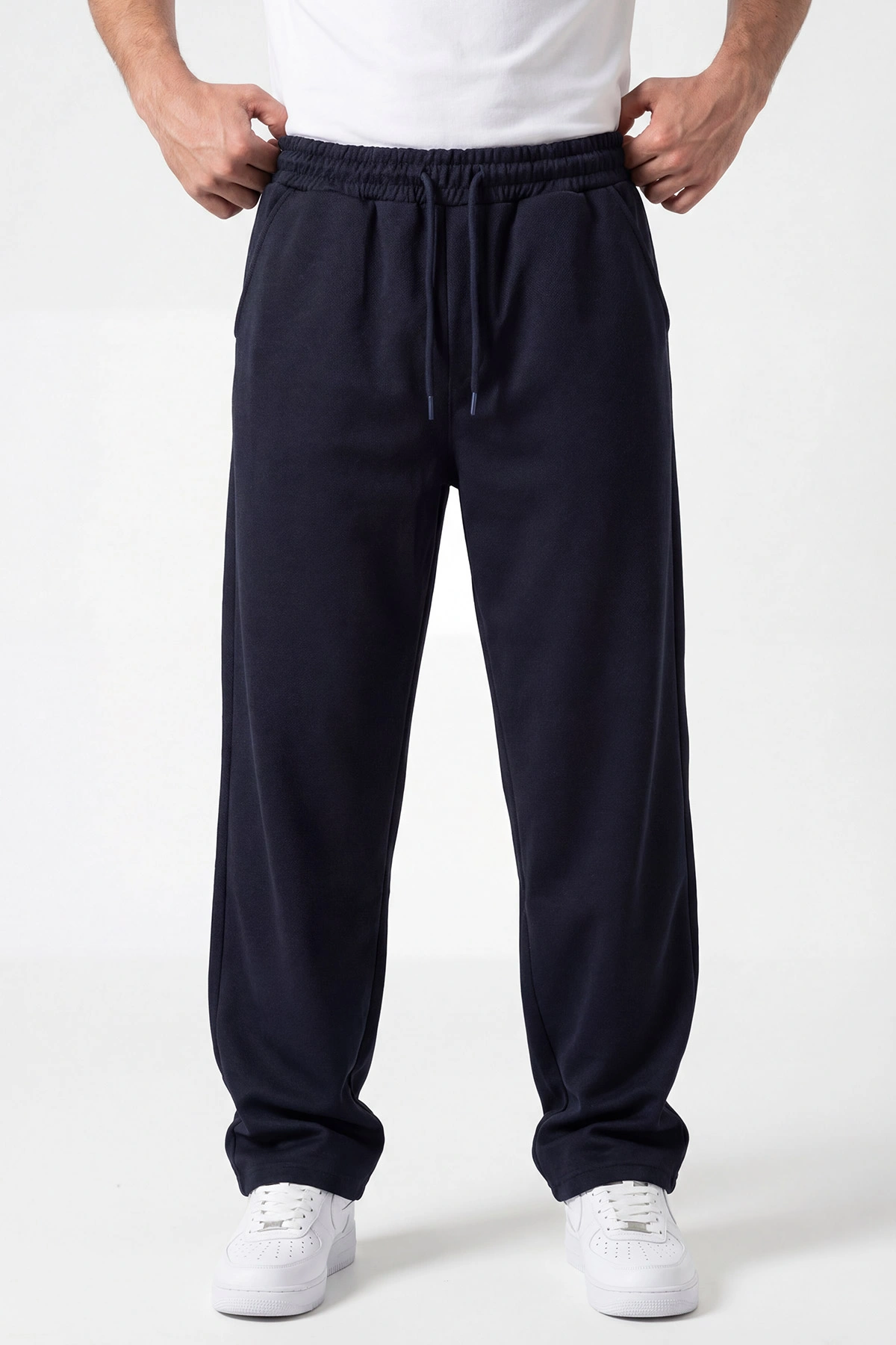 Lacivert Pike Kumaş Baggy Belden Bağlamalı Erkek Pantolon 442078