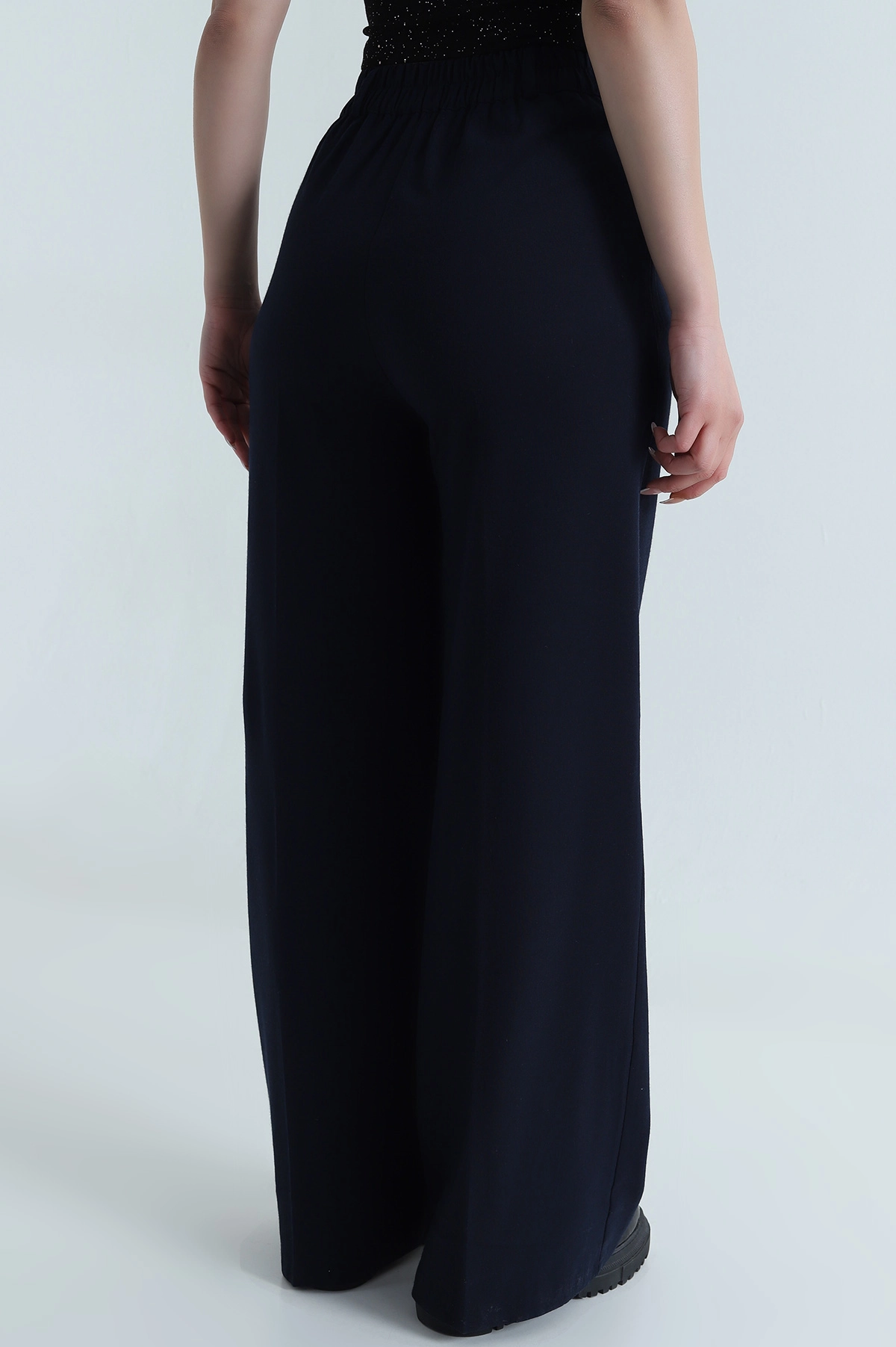 Lacivert Pileli Cepli Double Kadın Pantolon 486954