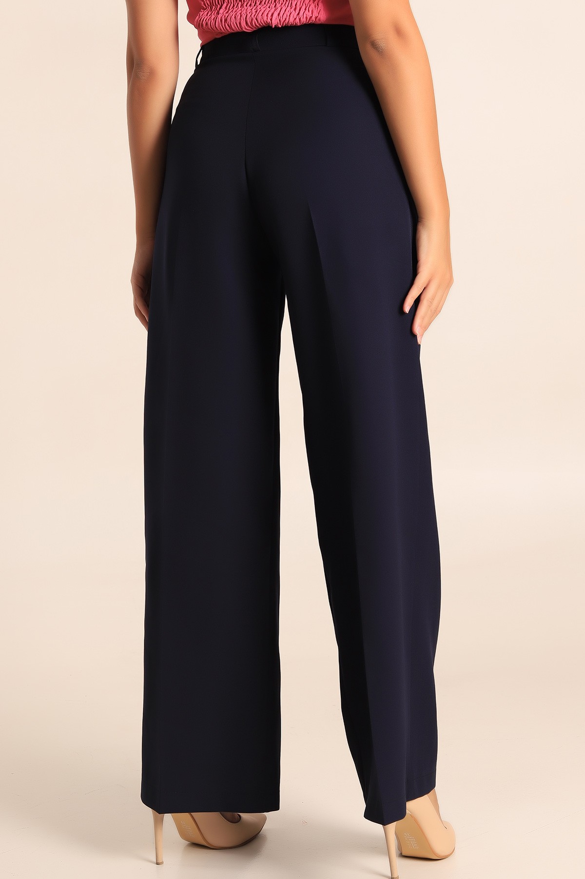 Lacivert Pileli Palazzo Bayan Pantalon 196244