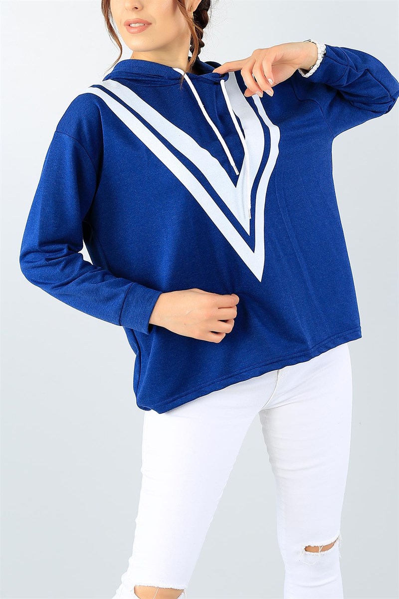 Lacivert Plastik Baskılı Bayan Sweat 45155