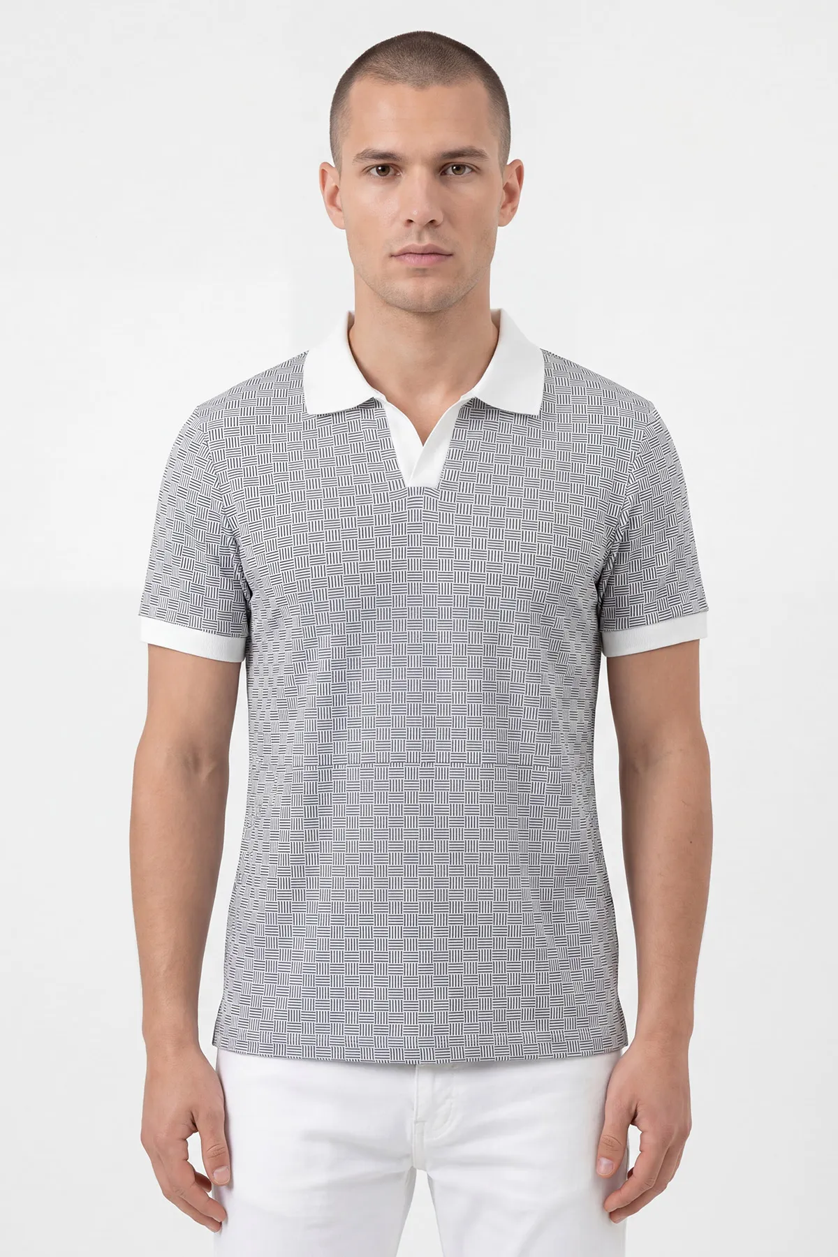 Lacivert Polo Yaka Çizgili Erkek Tişört 454086