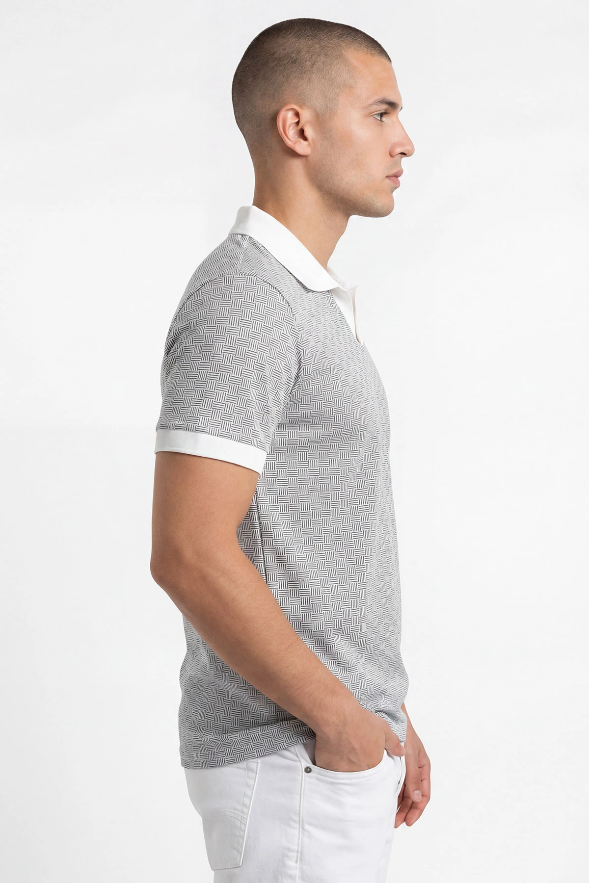 Lacivert Polo Yaka Çizgili Erkek Tişört 454086