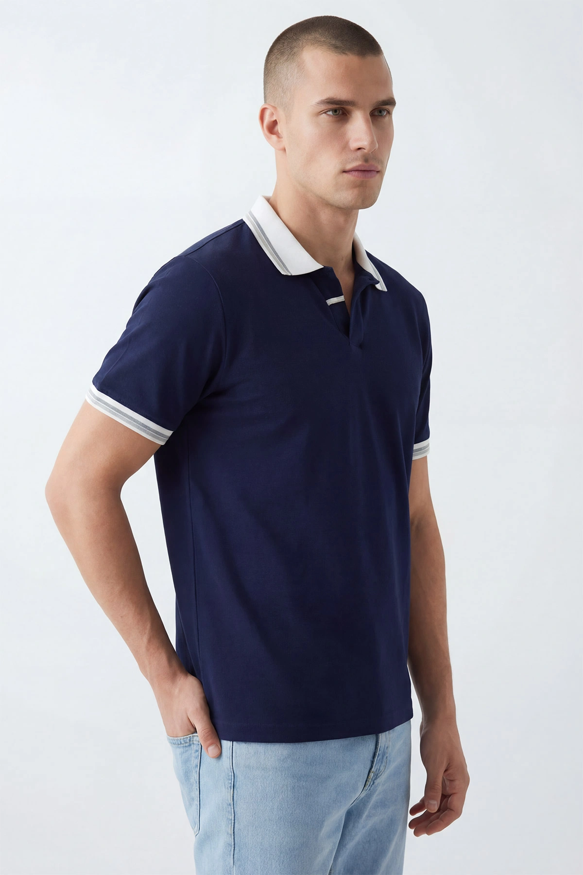 Lacivert Polo Yaka Erkek Tişört 435385