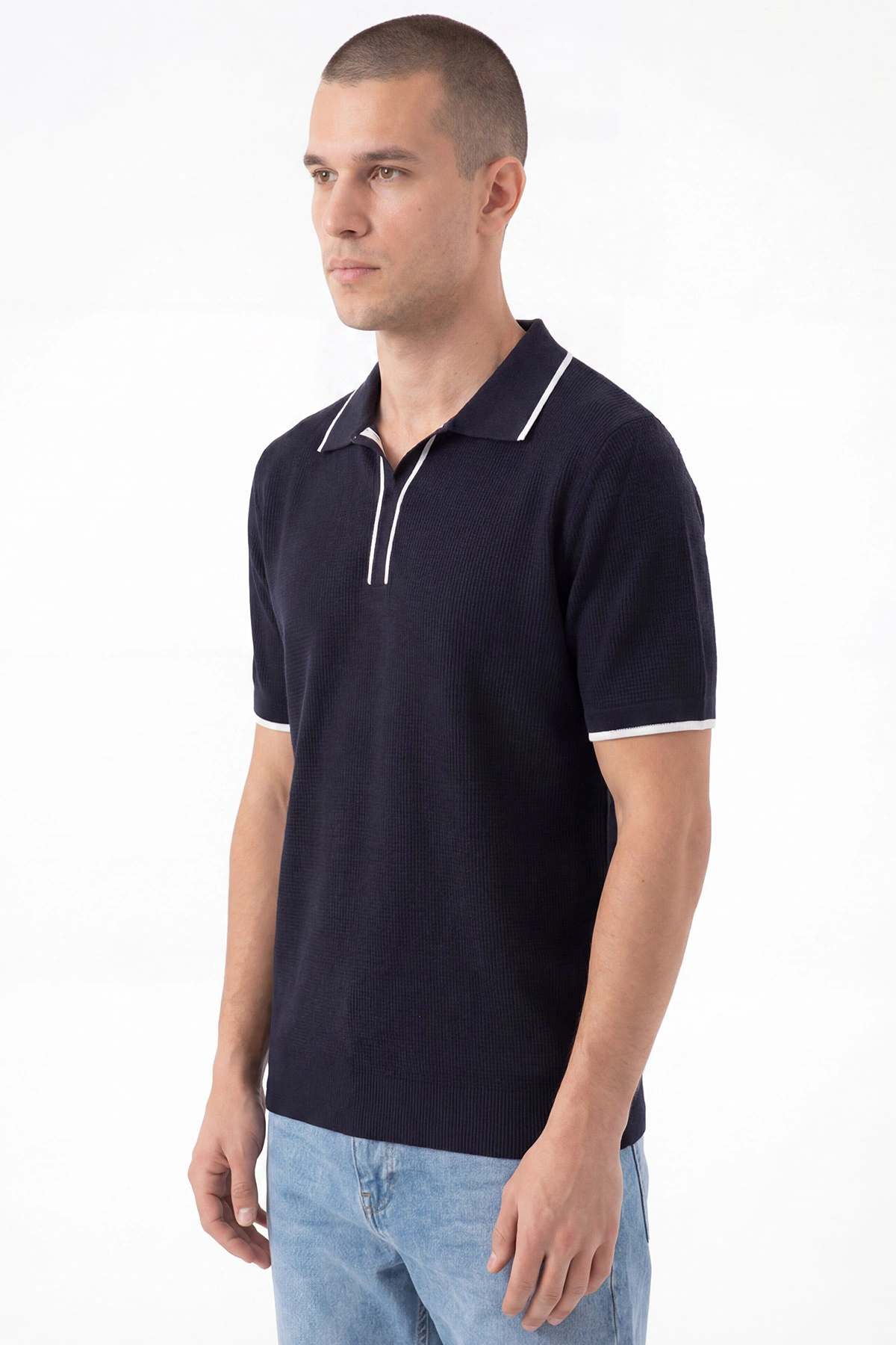 Lacivert Polo Yaka Erkek Triko Tişört 462205
