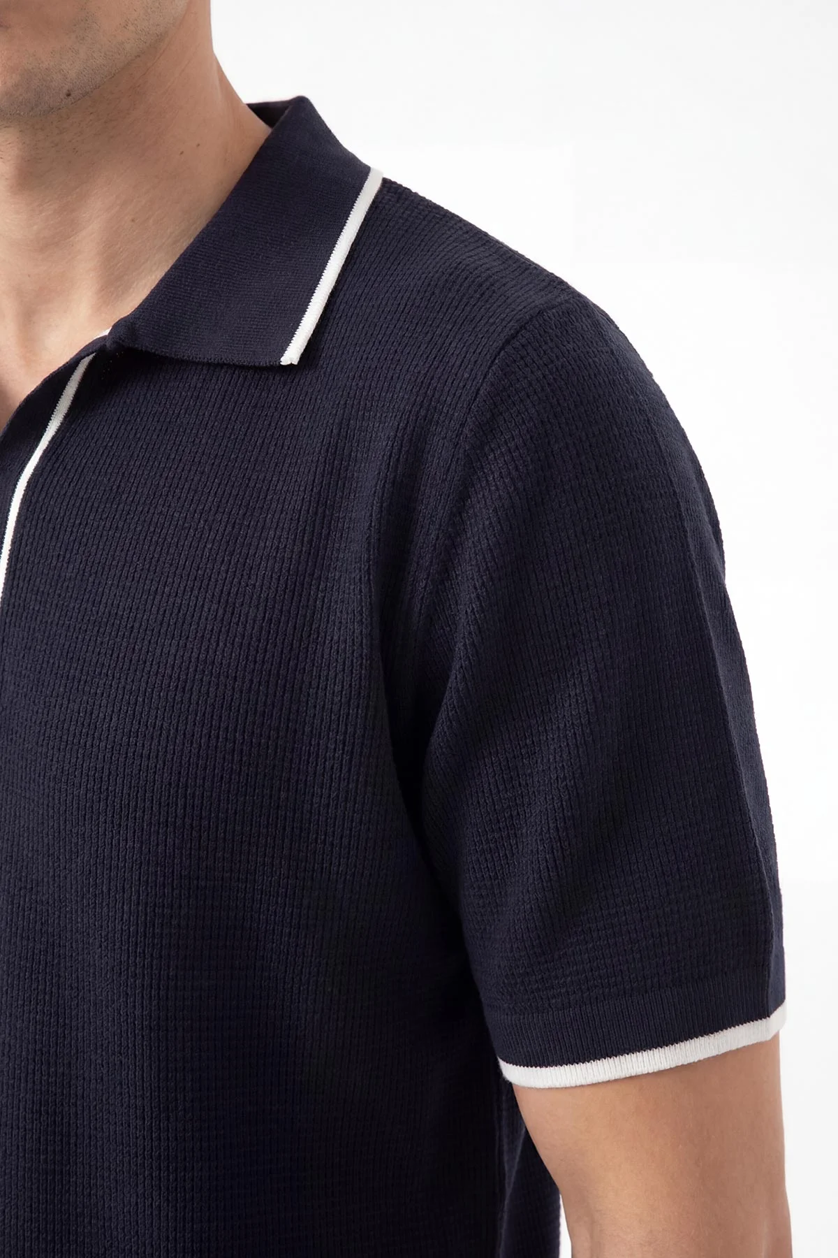 Lacivert Polo Yaka Erkek Triko Tişört 462205