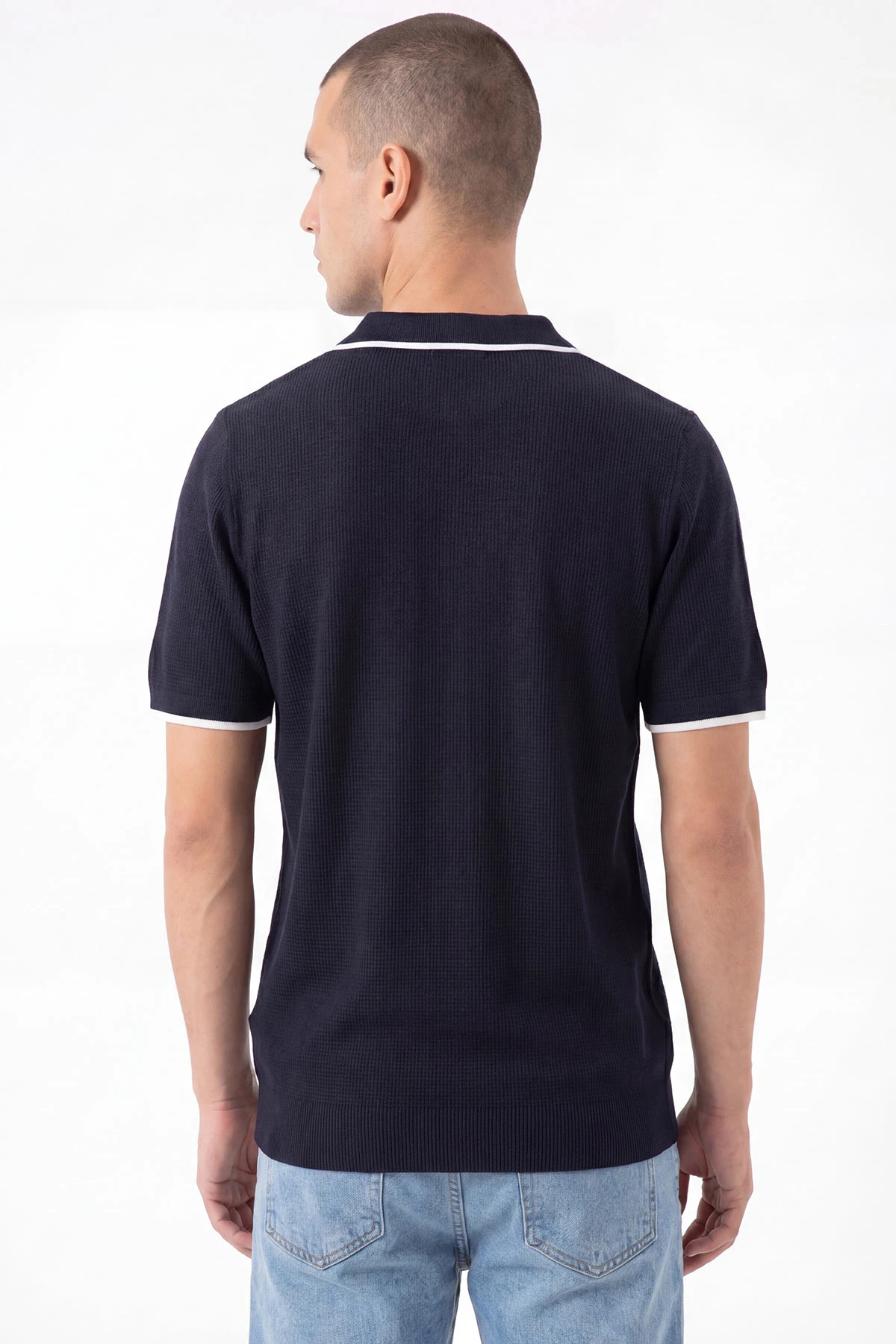 Lacivert Polo Yaka Erkek Triko Tişört 462205