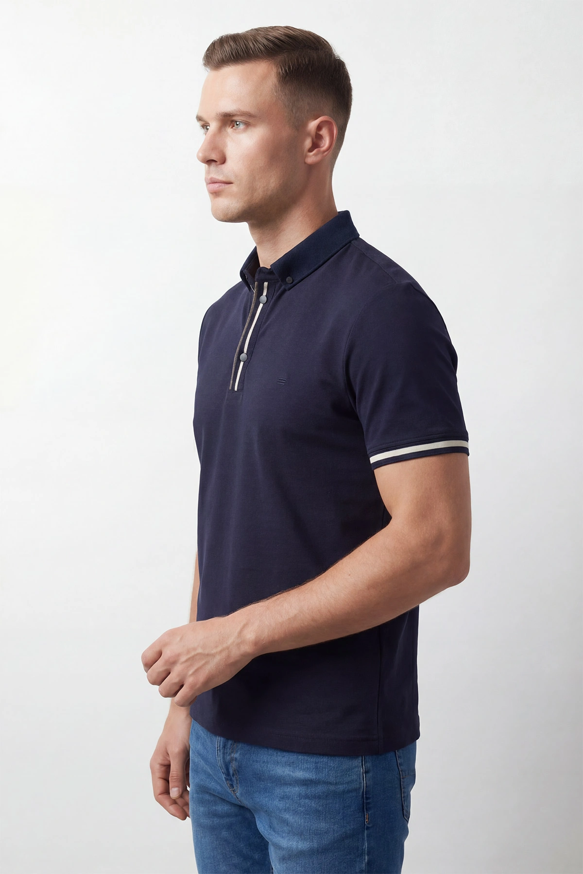 Lacivert Polo Yaka Osyho Kumaş Erkek Tişört 433150
