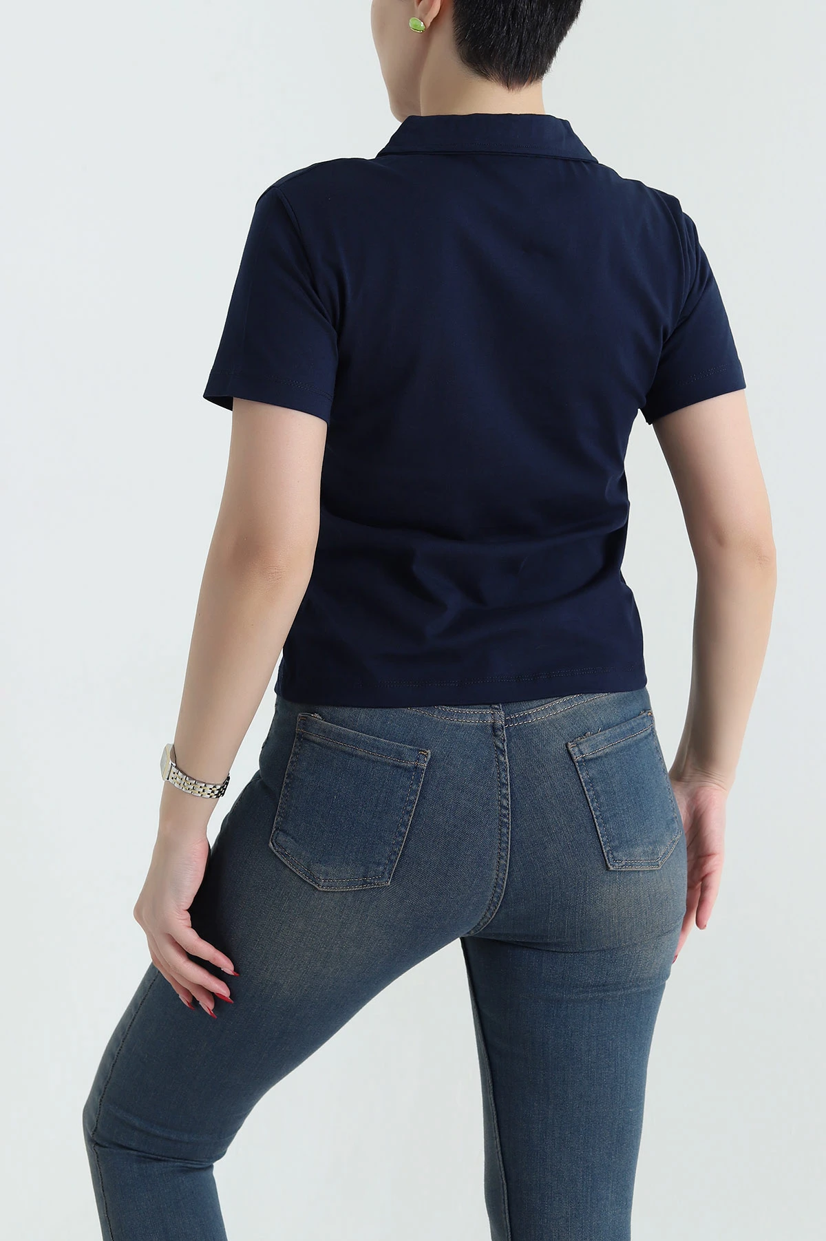 Lacivert Polo Yaka Süprem Kadın Tişört 435283