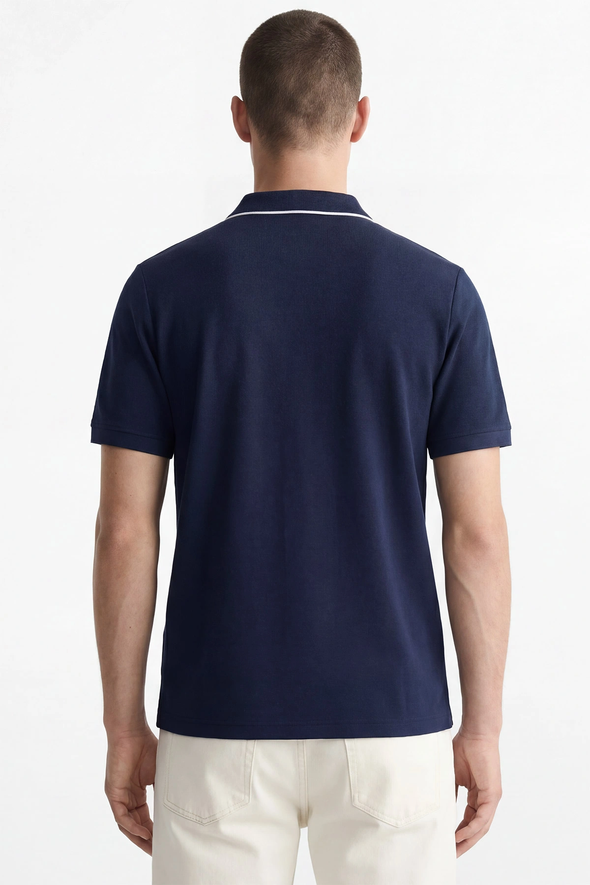 Lacivert Polo Yaka Yarım Fermuarlı Erkek Tişört 435377
