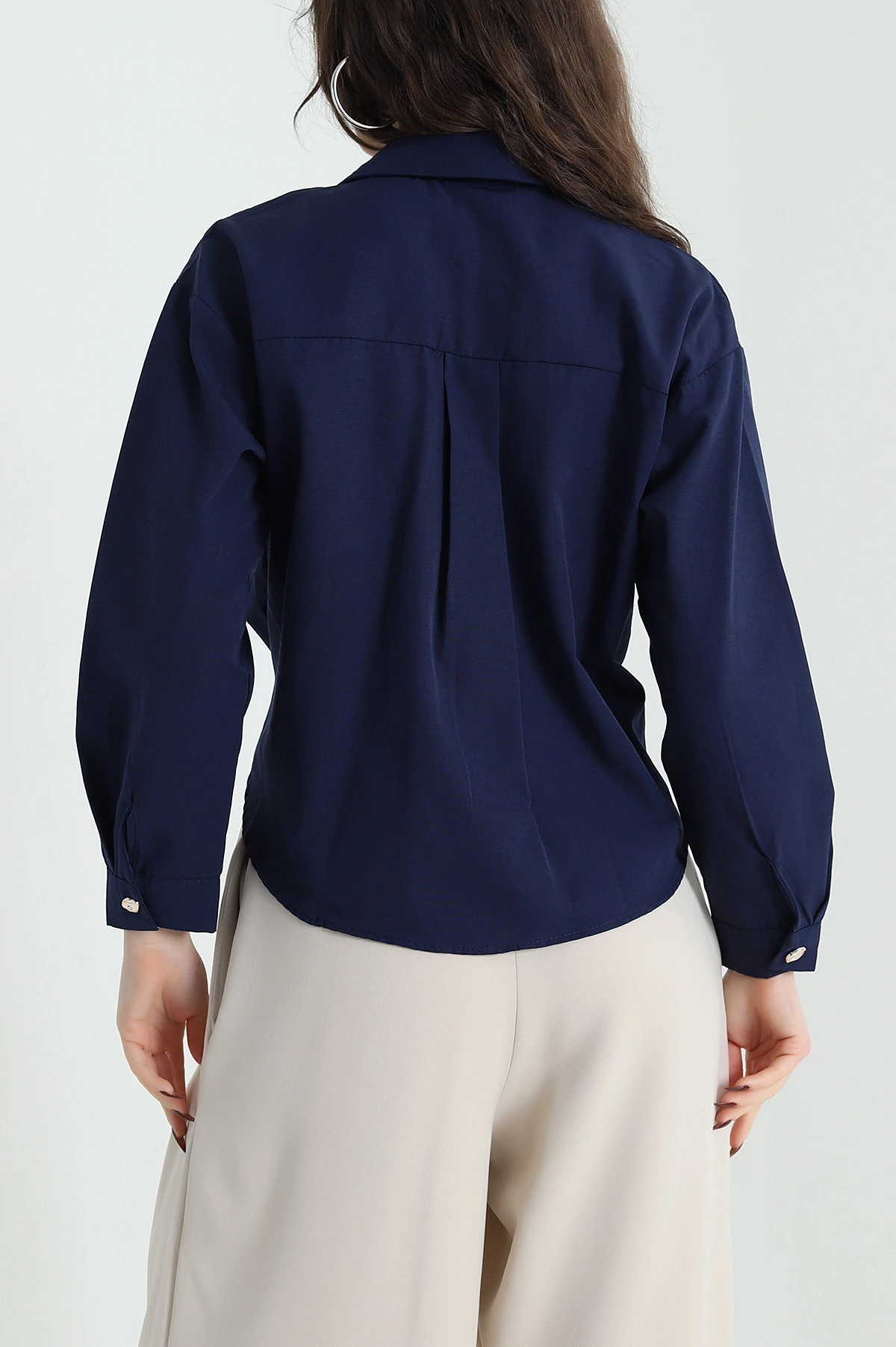 Lacivert Poplin Kadın Gömlek 432526