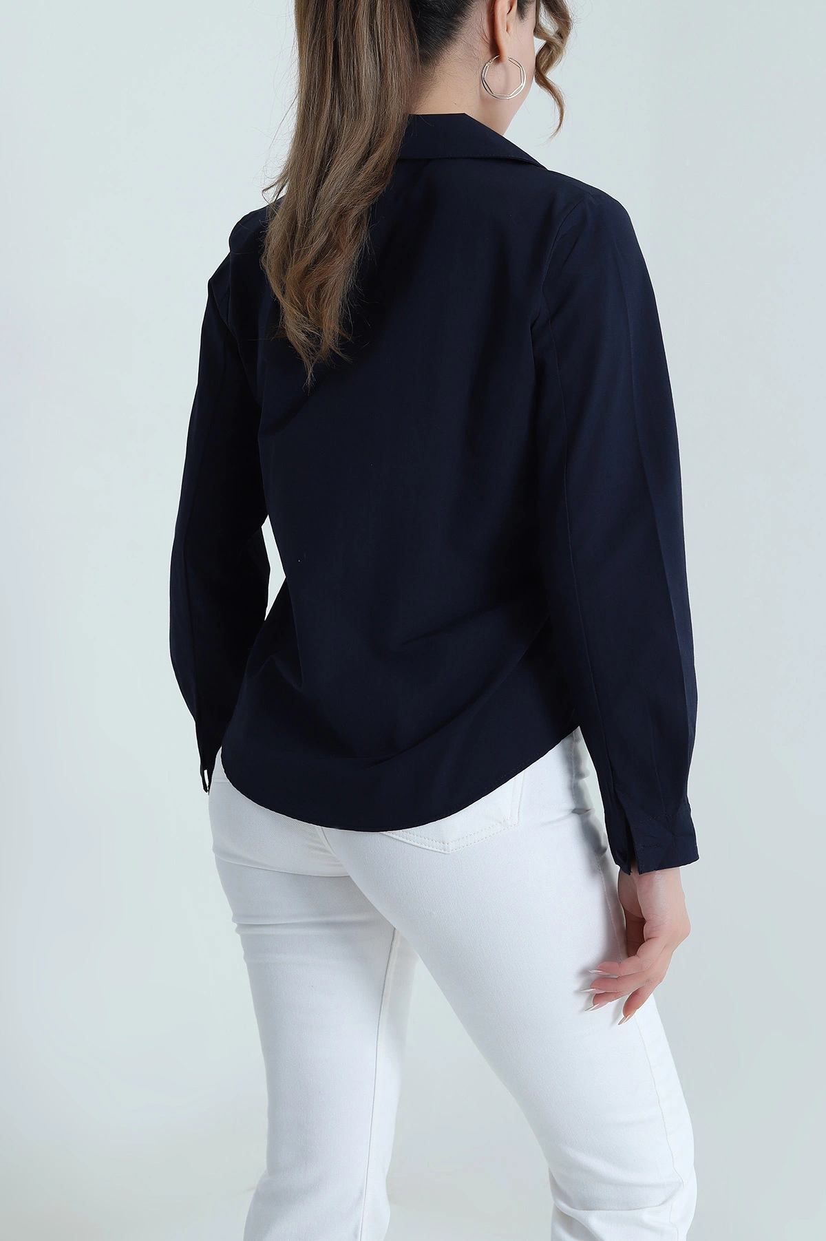 Lacivert Poplin Kadın Gömlek 485518