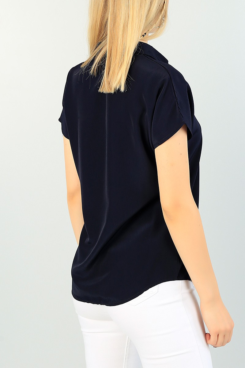 Lacivert Poplin Kumaş Bayan Gömlek 73366