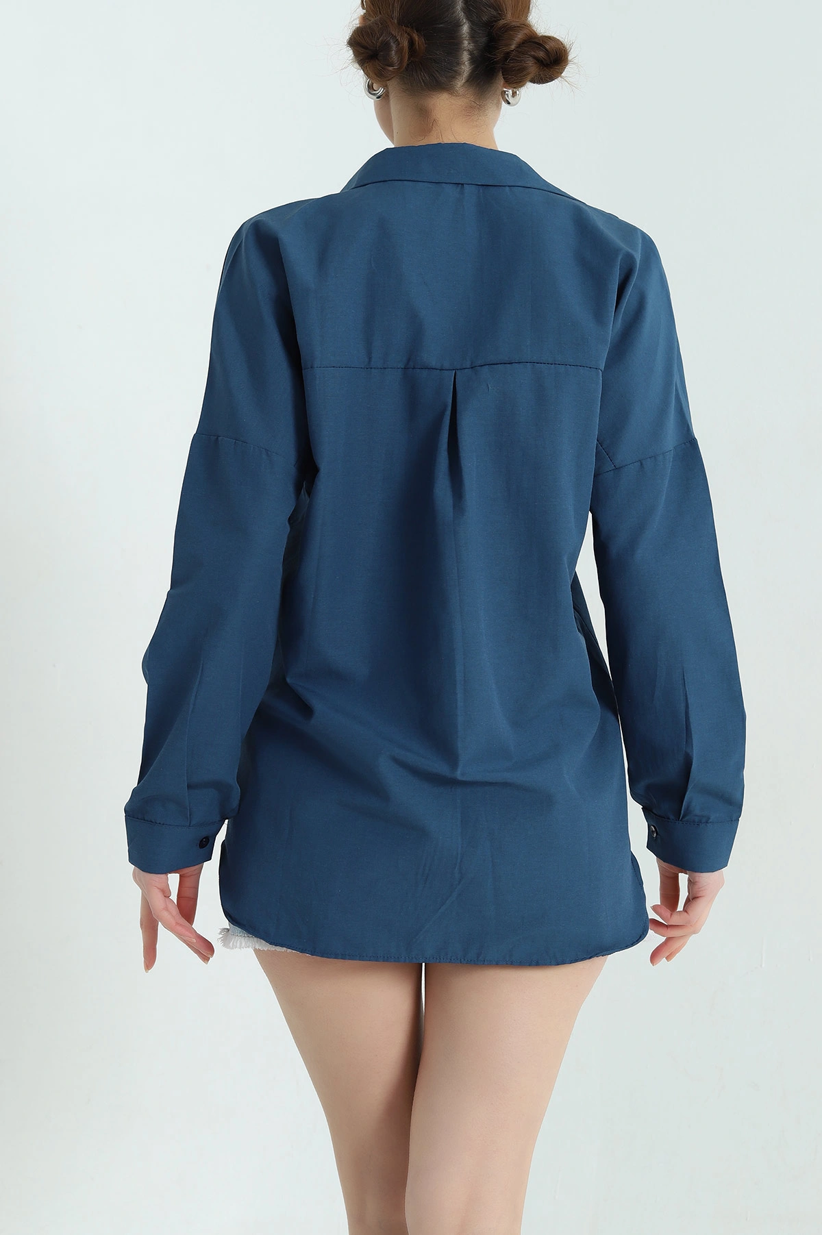 Lacivert Poplin Kumaş Gömlek Tunik 336937
