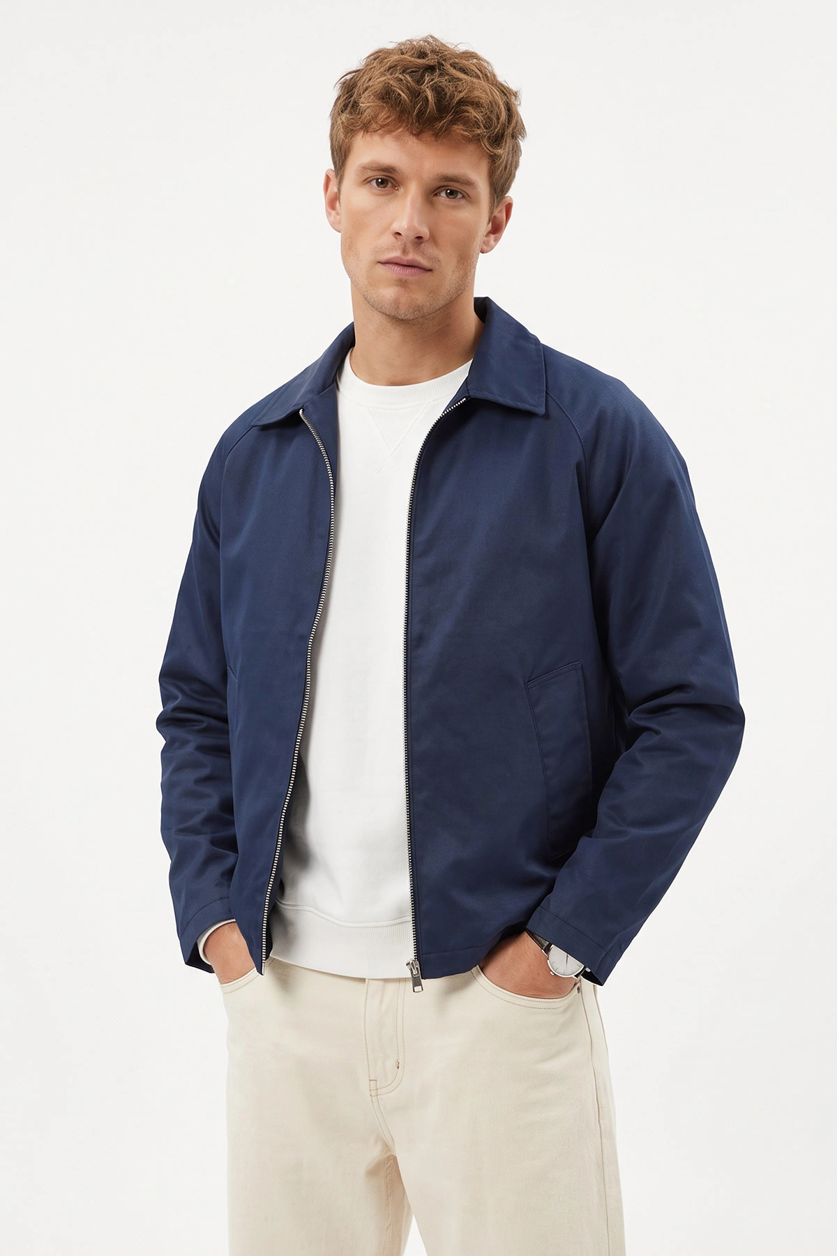 Lacivert Reglan Kol Fermuarlı Erkek Ceket 491795