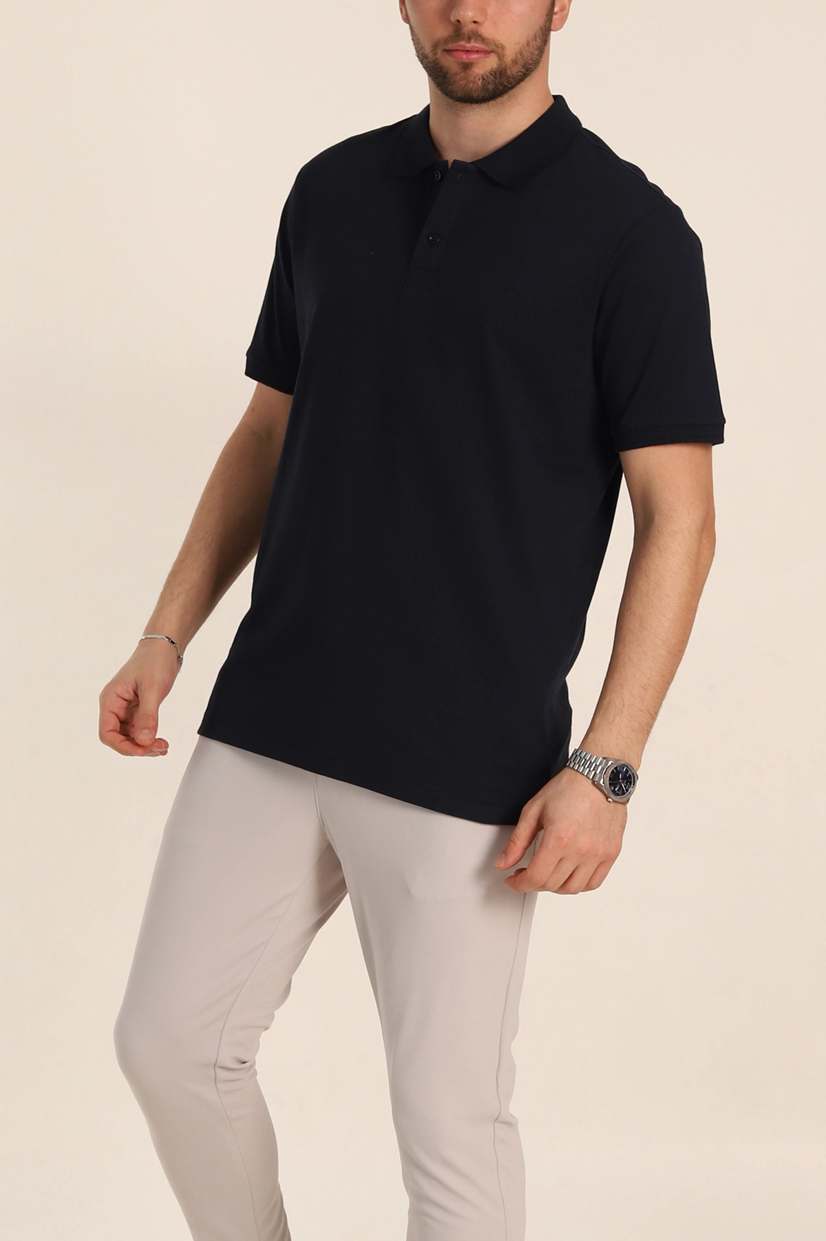 Lacivert Regular Fit Basic Polo Yaka Erkek Tişört 342465