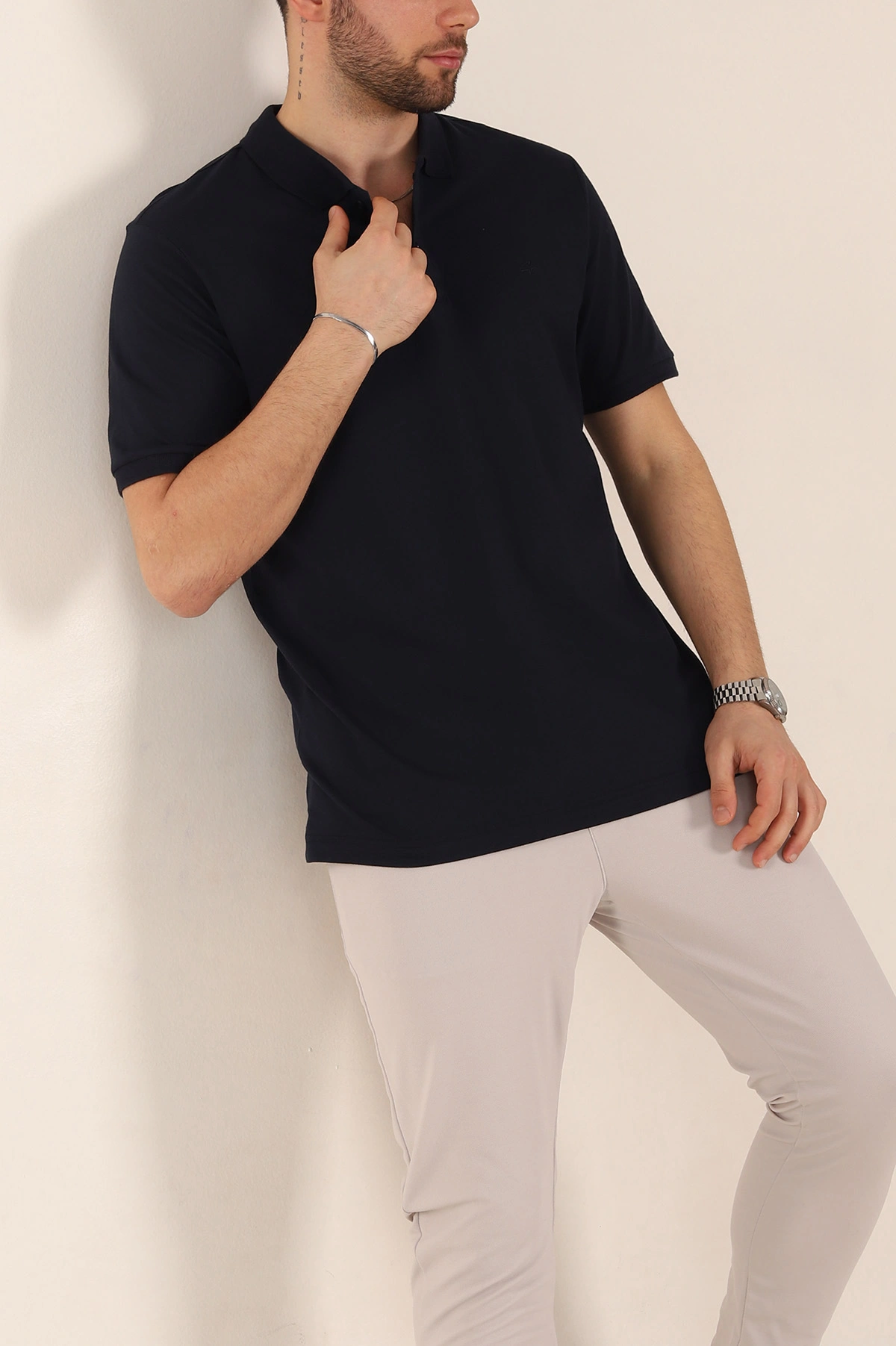 Lacivert Regular Fit Basic Polo Yaka Erkek Tişört 342465