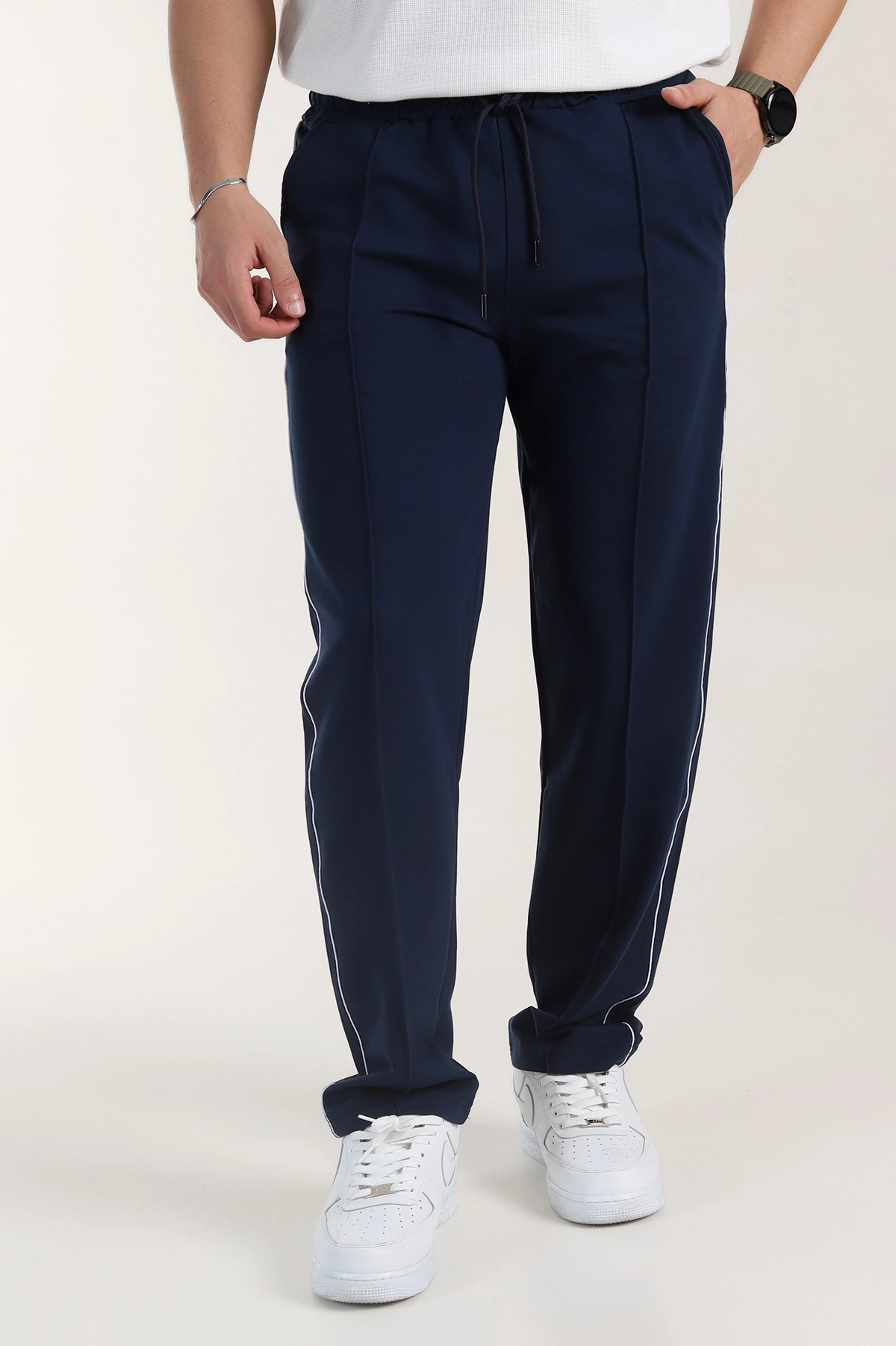 Lacivert Regular Fit Çimalı Şerit Detaylı Erkek Eşofman Altı 402369