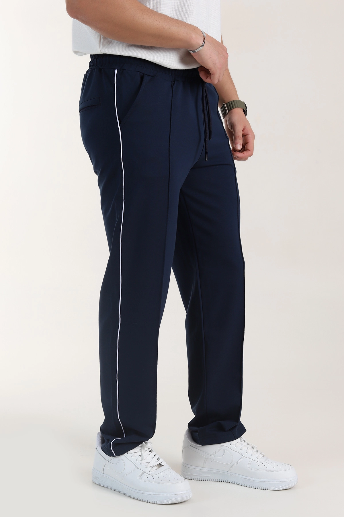 Lacivert Regular Fit Çimalı Şerit Detaylı Erkek Eşofman Altı 402369