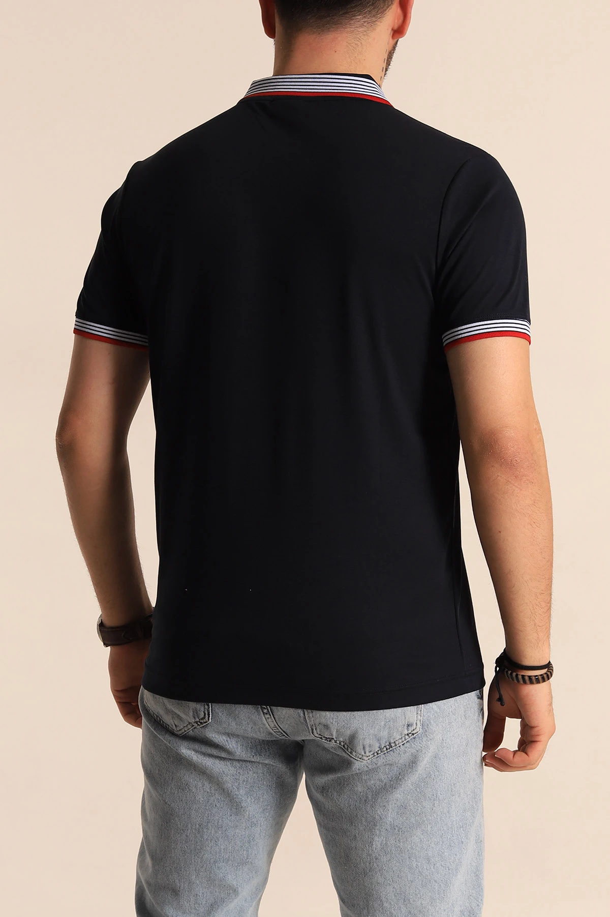 Lacivert Regular Fit Desenli Polo Yakalı Erkek Tişört 263263