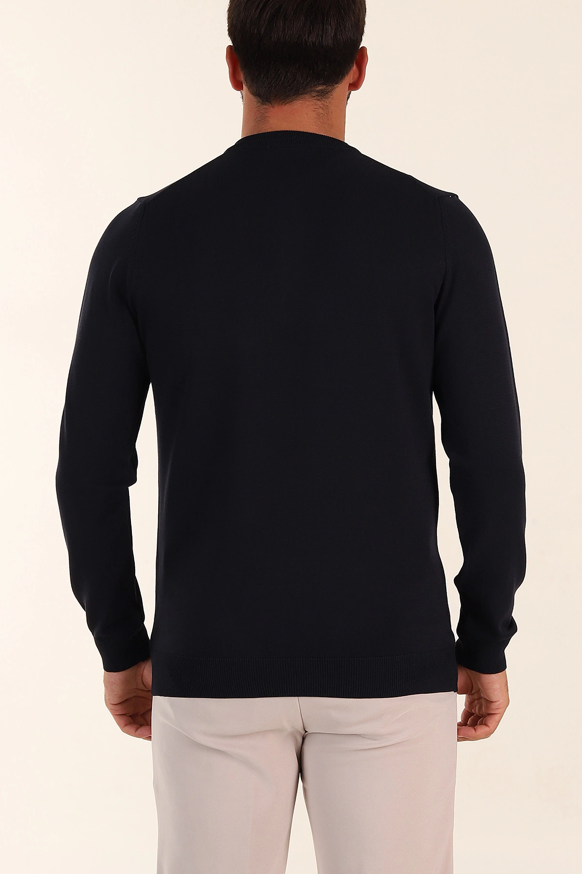 Lacivert Regular Fit Düğmeli Yaka Uzun Kollu Triko 393307