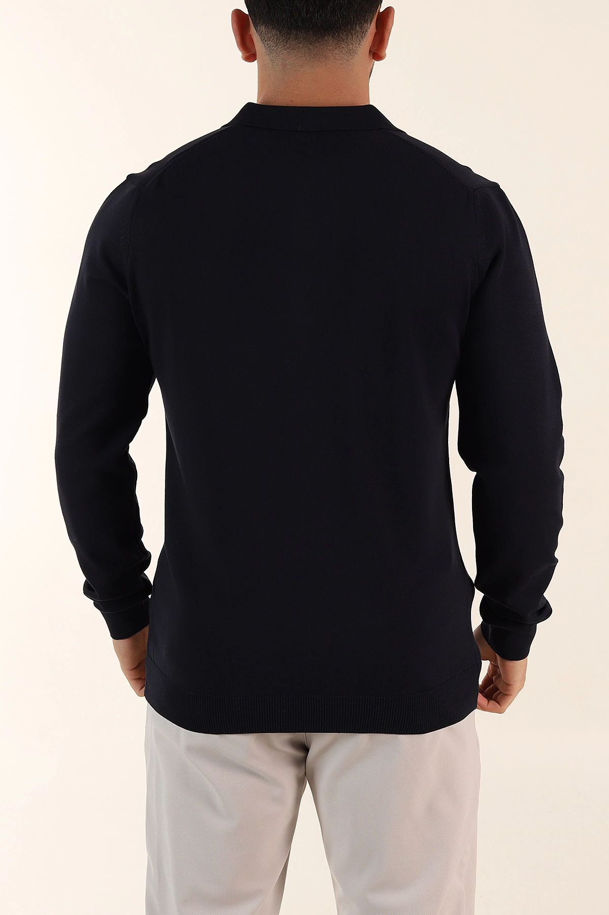Lacivert Regular Fit Fermuarlı Polo Yaka Uzun Kollu Triko 393302