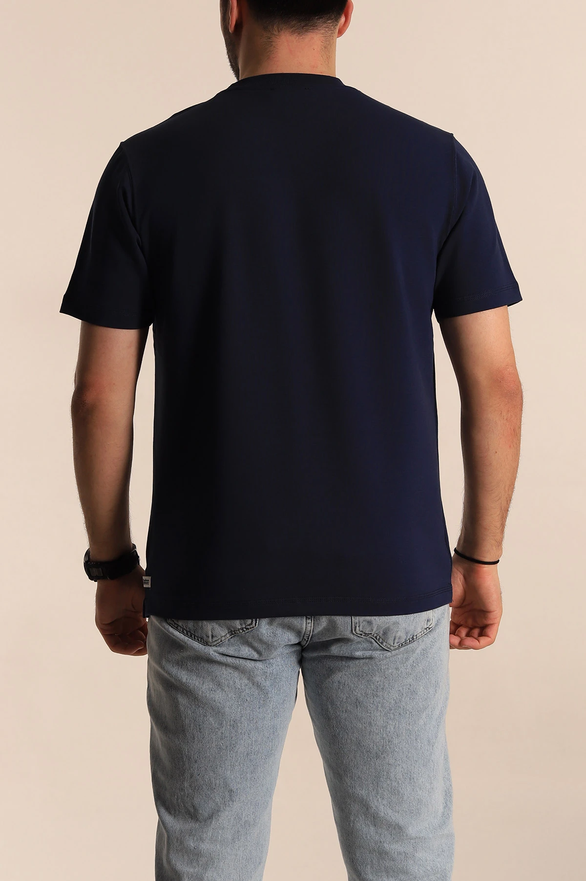Lacivert Regular Fit Kabartma Yazılı Erkek Tişört 268125