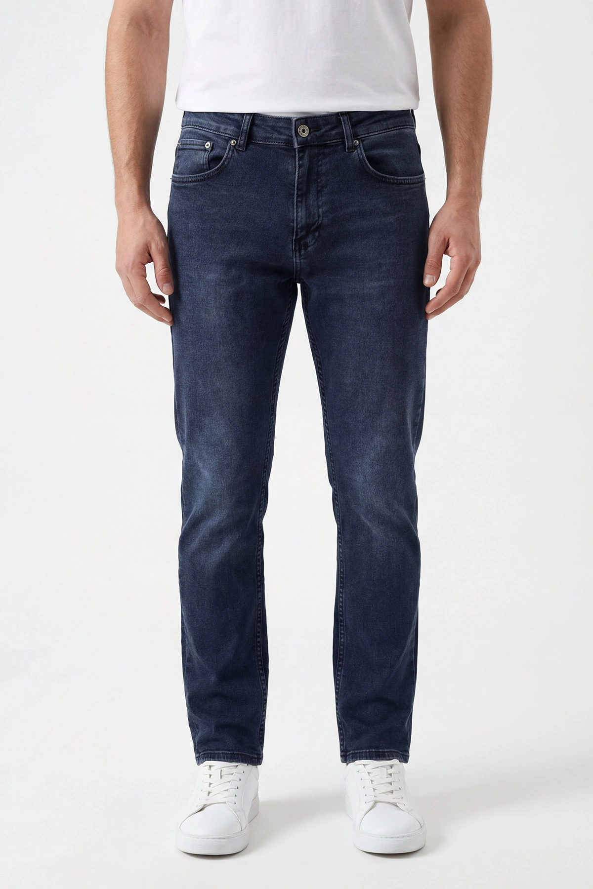Lacivert Regular Fit Likralı Erkek Kot Pantolon 430675