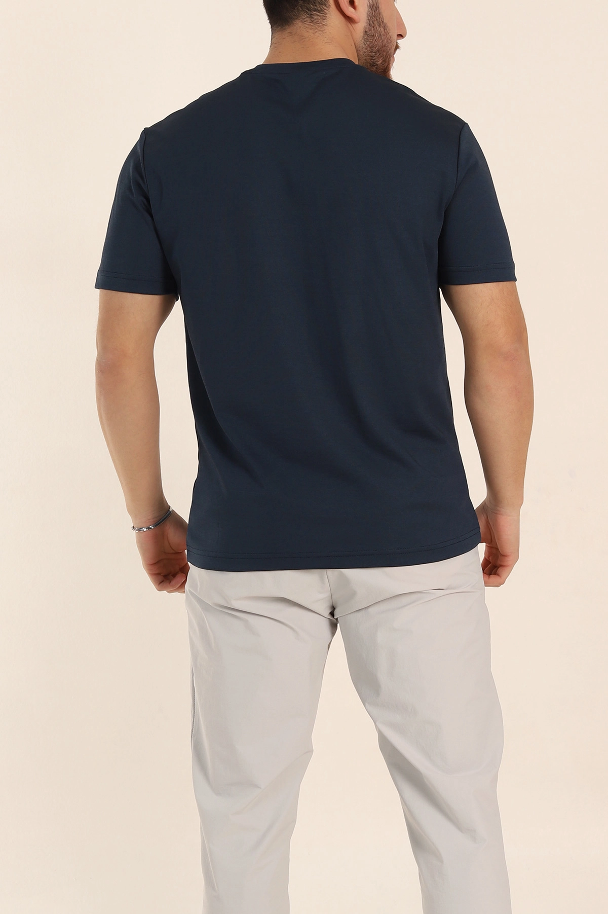 Lacivert Regular Fit Nakış Logo Detaylı Basic Erkek Tişört 338454