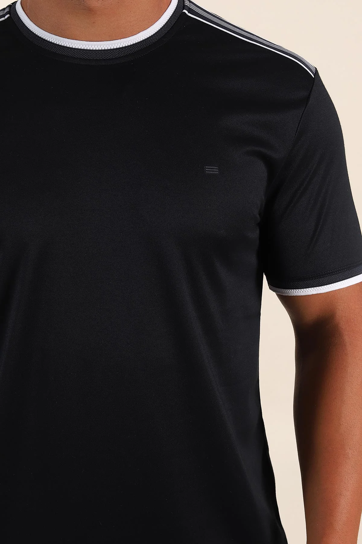 Lacivert Regular Fit Omuz Şerit Detaylı Erkek Tişört 372088