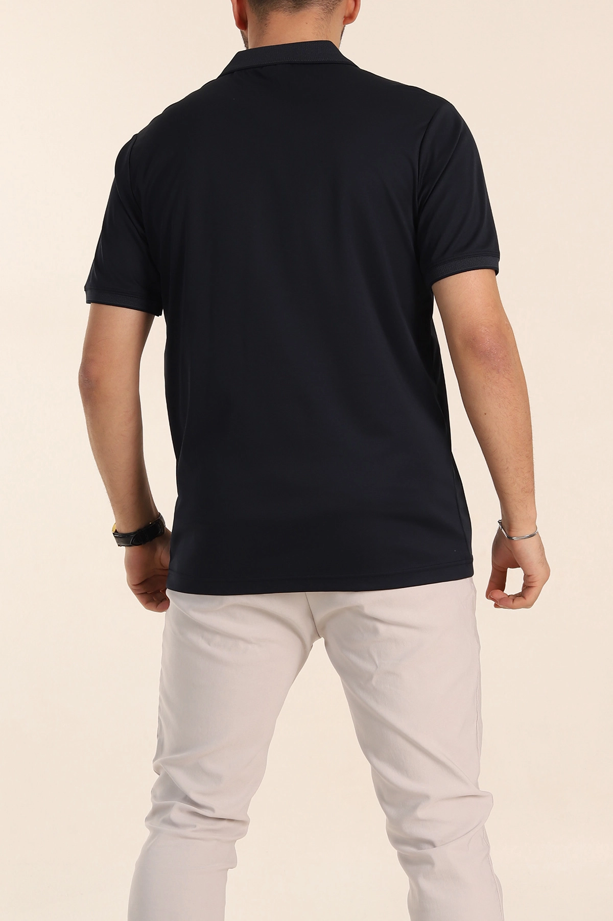 Lacivert Regular Fit Omuz Şerit Detaylı Polo Yaka Erkek Tişört 338461