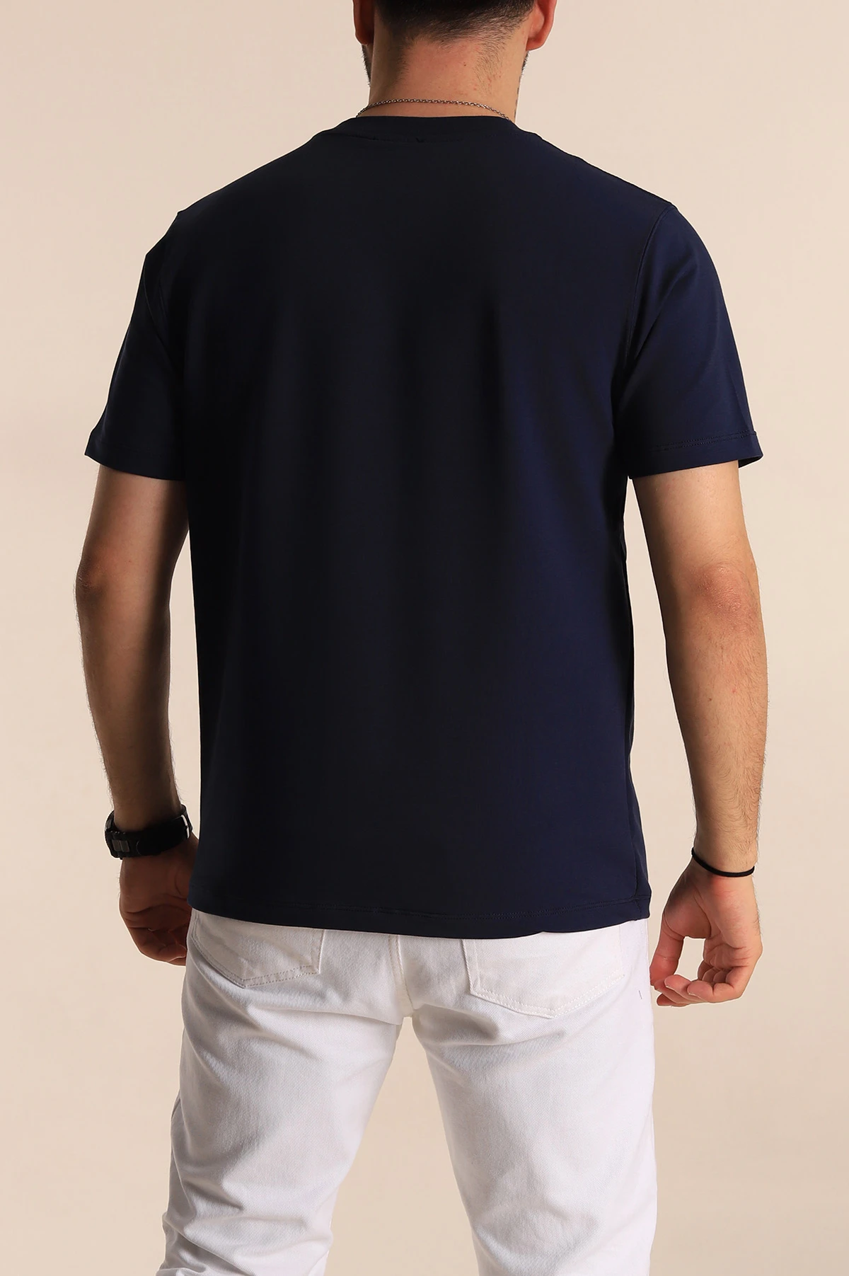 Lacivert Regular Fit Plastik Baskı Detaylı Erkek Tişört 268113