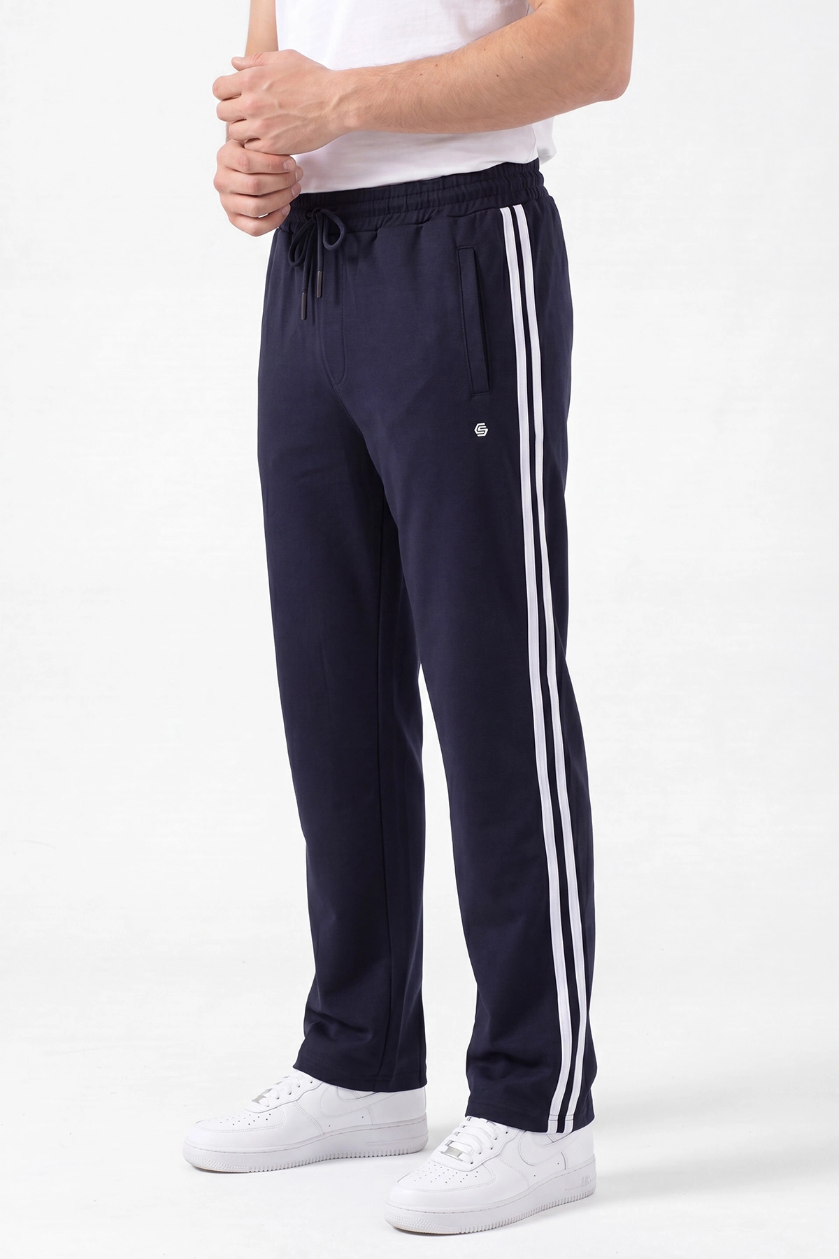 Lacivert Regular Fit Şerit Detaylı Fermuarlı Cepli Erkek Eşofman Altı 402381