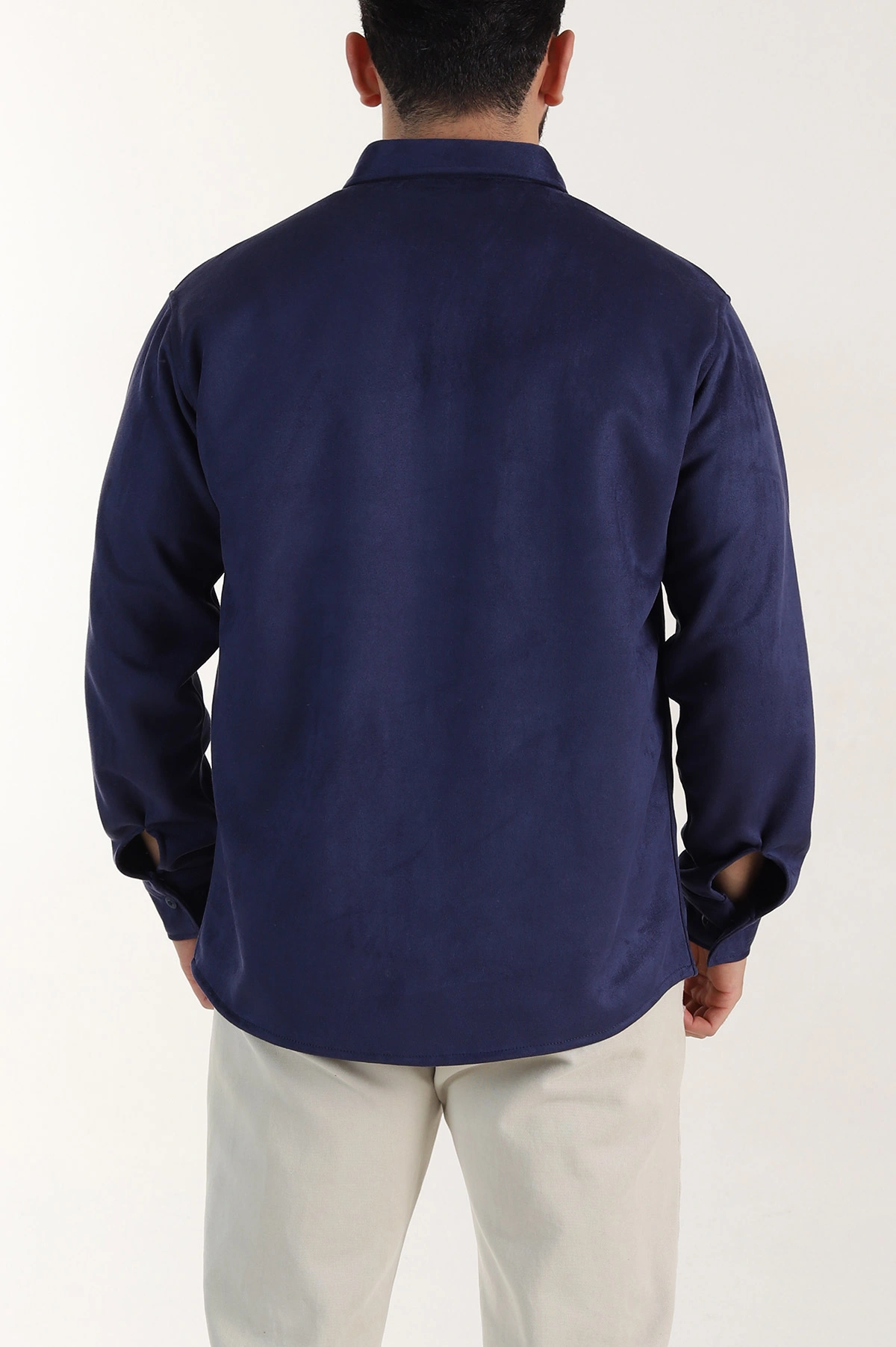 Lacivert Regular Fit Süet Ata Yaka Erkek Gömlek 400041
