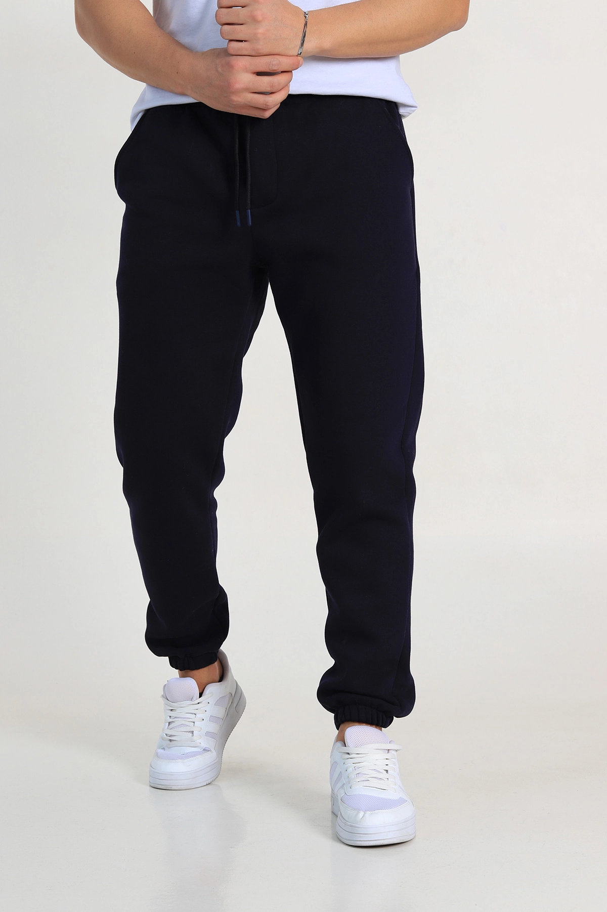 Lacivert Regular Fit Üç İp Şardonlu Paça Lastikli Erkek Eşofman Altı 324646