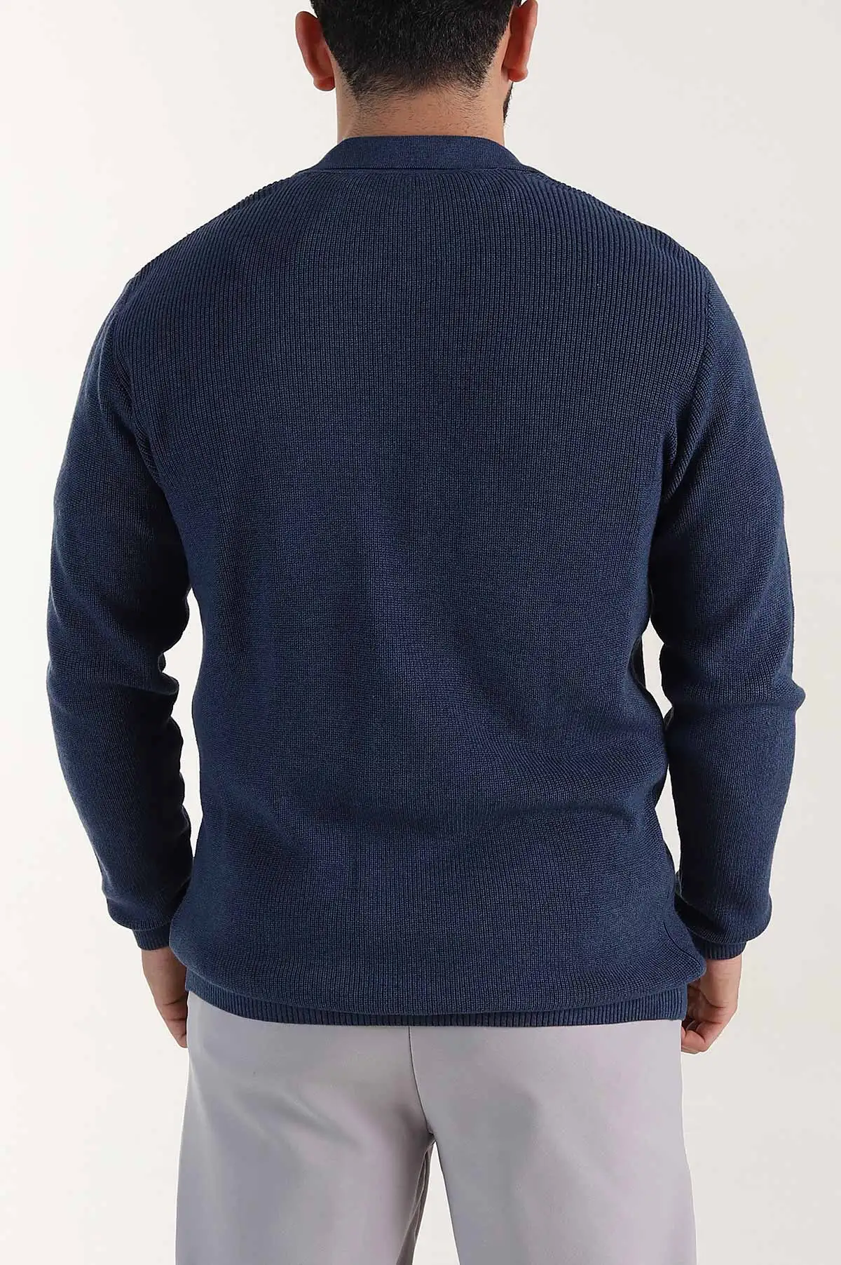 Lacivert Relaxed Fit Bambu Erkek Triko Hırka 400158