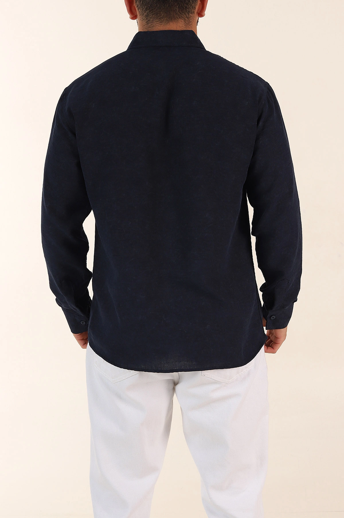 Lacivert Relaxed Fit Desenli Uzun Kollu Erkek Gömlek 369755