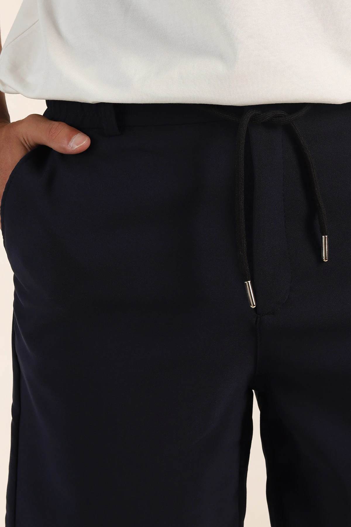 Lacivert Relaxed Fit Double Kumaş Duble Paça Erkek Şort 382256