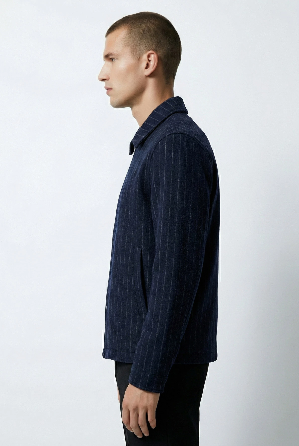 Lacivert Relaxed Fit İçi Astarlı Erkek Kaşe Ceket 418929