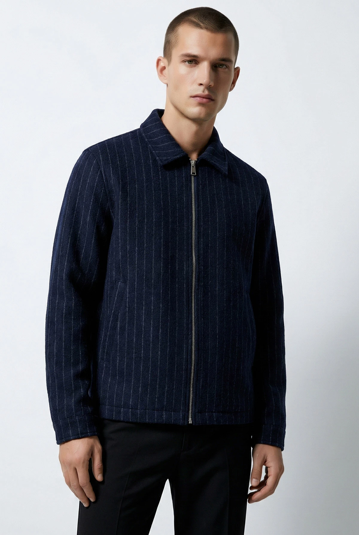 Lacivert Relaxed Fit İçi Astarlı Erkek Kaşe Ceket 418929